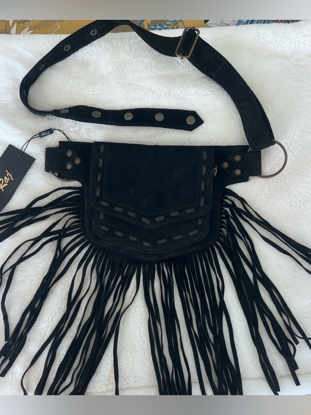 Raj Fringe Waist Belt Bag 100% Leather